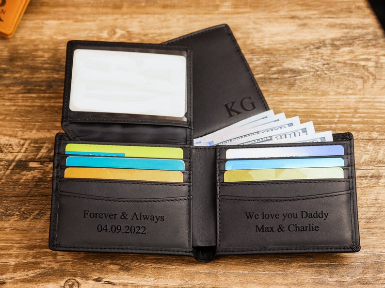 Personalized Wallet,Mens Wallet,Engraved Wallet,Groomsmen Wallet,Leather Wallet,Custom Wallet,Boyfriend Gift for Men,Father Day Gift for Him image 2