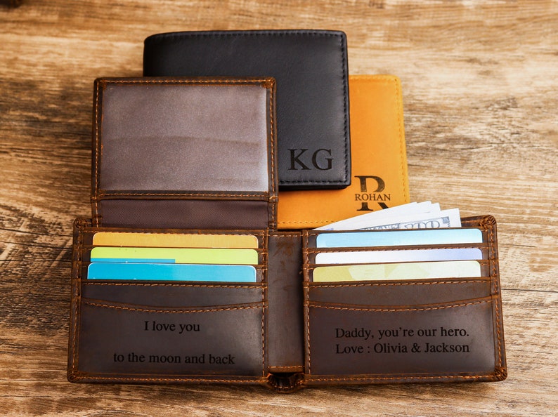 Personalized Wallet,Mens Wallet,Engraved Wallet,Groomsmen Wallet,Leather Wallet,Custom Wallet,Boyfriend Gift for Men,Father Day Gift for Him image 6