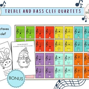 Treble & Bass Clef Quartet Music Education Theory Piano Teacher Resources Music Notes  Music Classroom Homeschool Aids Duration Worksheets
