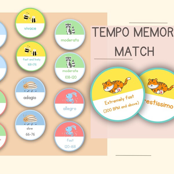 Tempo Memory Match Music Flashcards Music Game Music Classroom Music Teaching Resources Digital Music Theory Game Homeschool Education