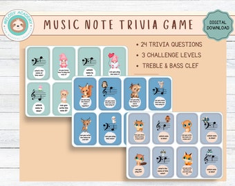 Music Note Trivia Game: Treble & Bass Clef (Digital Download)