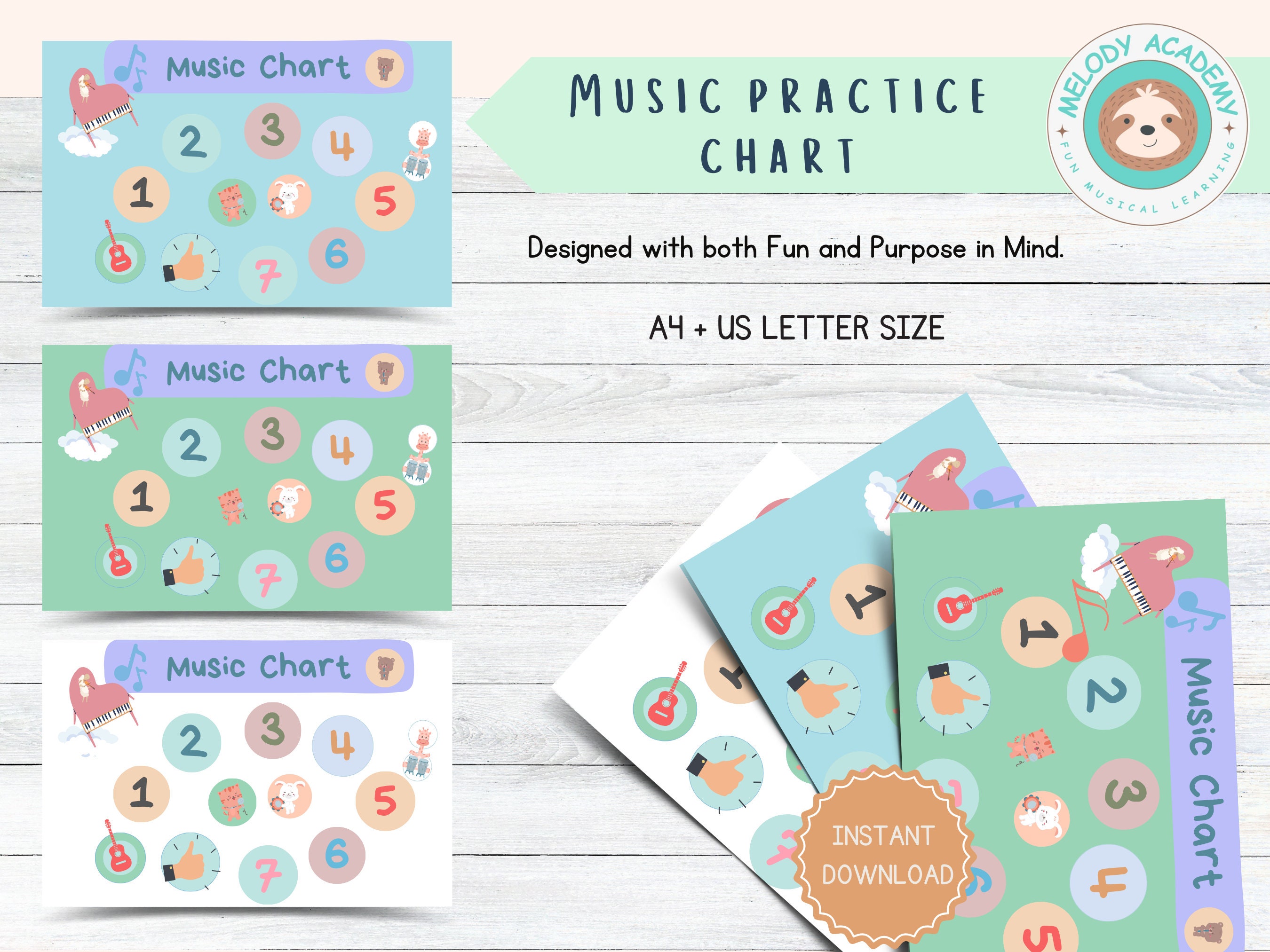 Music Practice Chart Piano Guitar Routine Chart Music Education Music ...