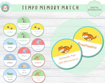 Tempo Memory Match Game: Music Flashcards (Digital Download)