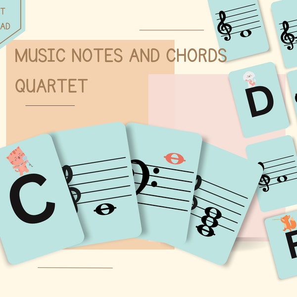 Master the Melody: Music Notes & Chords Quartet Treble and Bass Clef Music Theory Game for Classroom Piano Teacher Resources Homeschool Aids