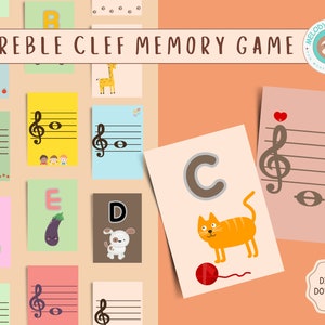 Jogo de memória Clave de Sol para iniciantes Nota musical Educação Recursos para professores de música Música digital Auxílios em sala de aula Teoria Flashcards Jogo escolar em casa