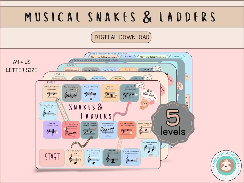 Music Theory Snakes and Ladders Game: Notes, Scales (digital Download ...