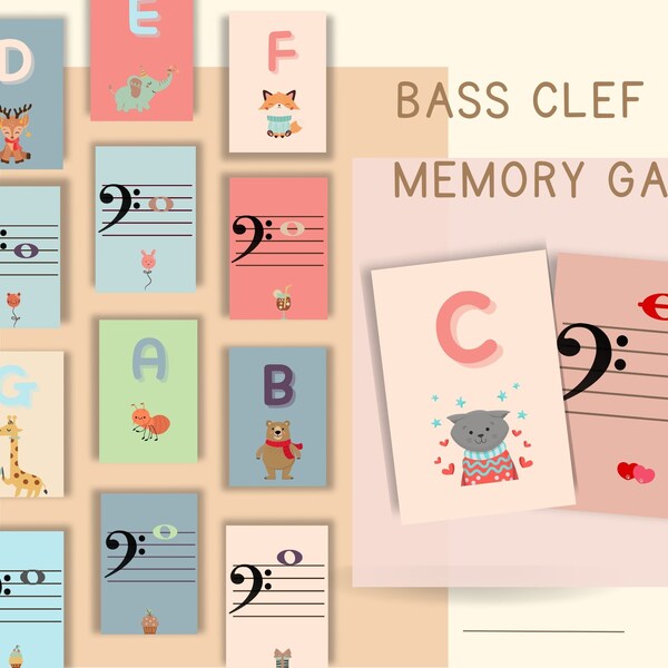 Bass Clef Memory Game Beginner Music Note Education Music Teacher Resources Digital Music Classroom Aids Theory Flashcards Preschool Game