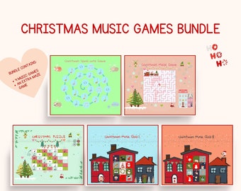 Christmas Music Games Bundle Music Education Piano Holliday Game Music Theory Digital Music Note Music Classroom Piano Teacher Resources