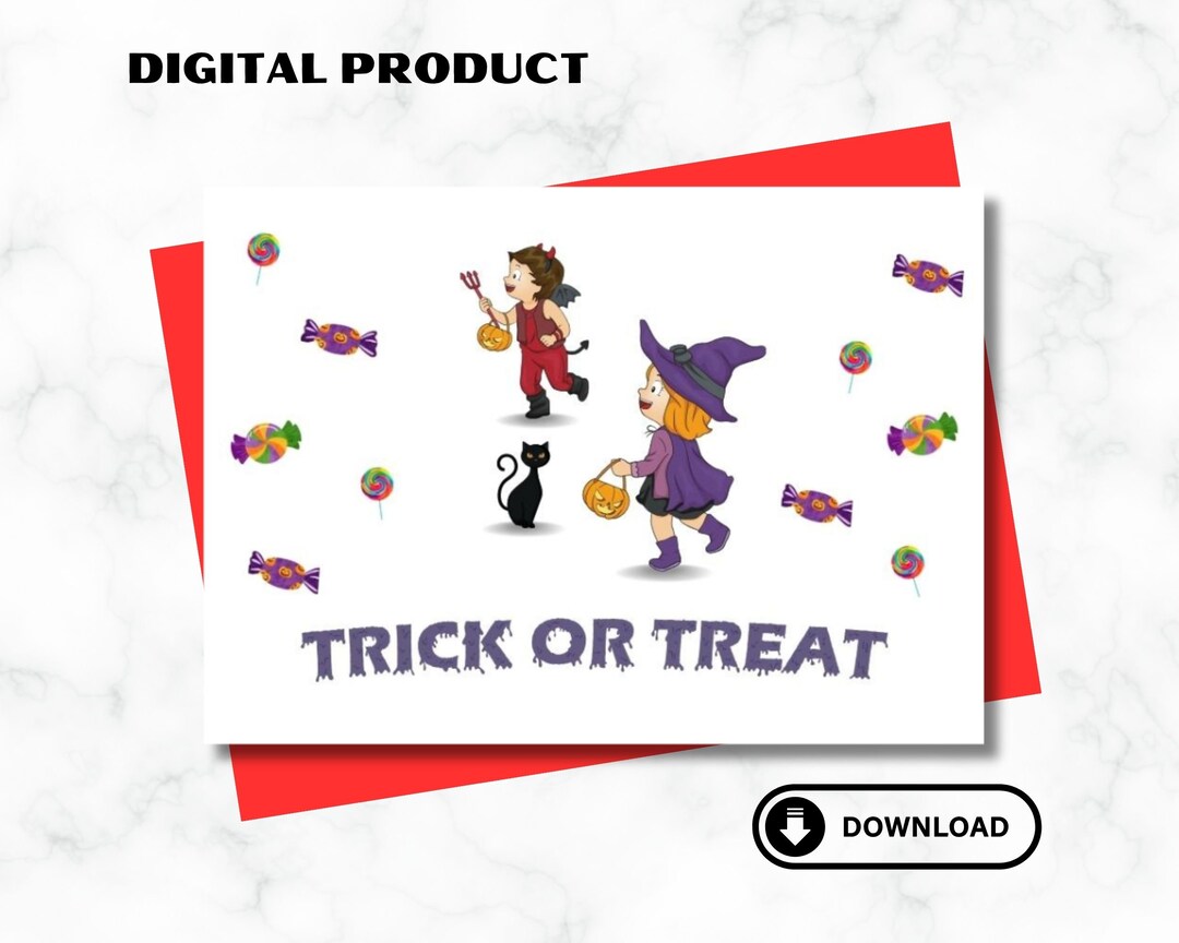 Trick or Treat Halloween Card / Printable Happy Halloween Card / Funny ...