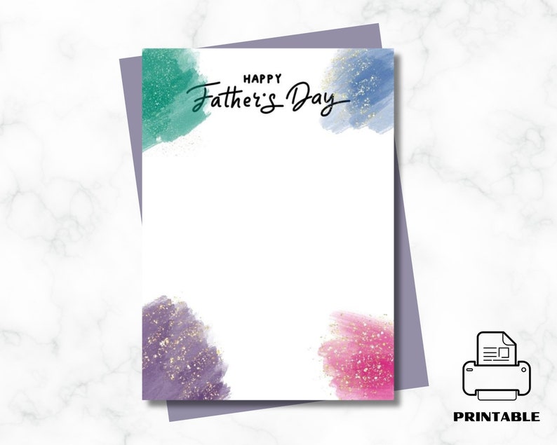 Happy Father's Day Printable Card / Instant Download PDF / Father's Day ...