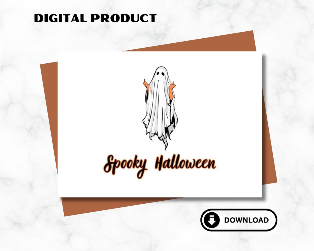 Ghost Happy Halloween Card / Printable Ghost Halloween Card / Funny ...