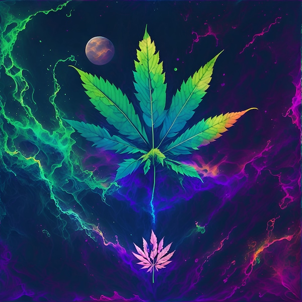 Trippy Tree Pack1  Ai Digital Art, Cannabis Art-  4 Digital illustrations of vibrant marijuana tree in bold  psychedelic colors