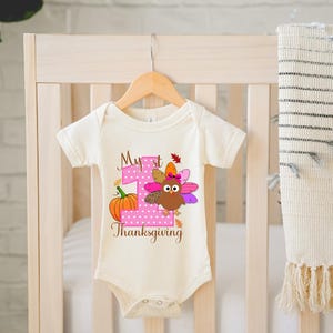 1st Thanksgiving Turkey Baby Outfit, Pumpkin Romper, Baby Thanksgiving Clothes, Fall Baby Outfit, Autumn Baby Bodysuit, Infant Fall Tee