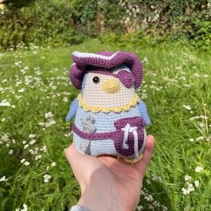 Pirate Penguin | PDF Crochet Amigurumi Pattern | Stuffed Animal Bird Cute Chubby Easy Removable Purple Accessories Hat Sword Eyepatch