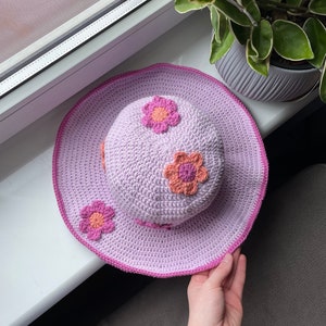 Wide Brim Bucket Hat | PDF Crochet Pattern | Made to Measure Flower Hat