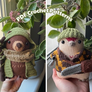 Orso Druido, Picchio taglialegna / PDF 2in1 Pacchetto modello Amigurumi all'uncinetto / Peluche fantasia foresta con accessori rimovibili