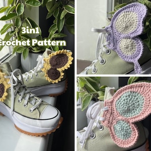 Alas de zapatos de hadas / Patrón de ganchillo PDF 3 en 1 / Versiones básica, mariposa y girasol / Accesorio Fairycore Cottagecore para zapatos imagen 1