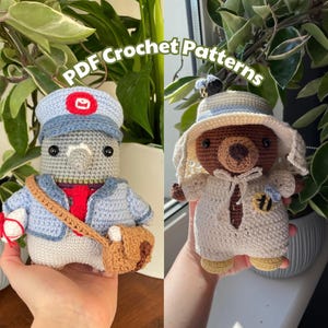 Paloma cartero, oso apicultor / Patrón de crochet amigurumi en PDF / Lindo peluche con trabajo y accesorios extraíbles