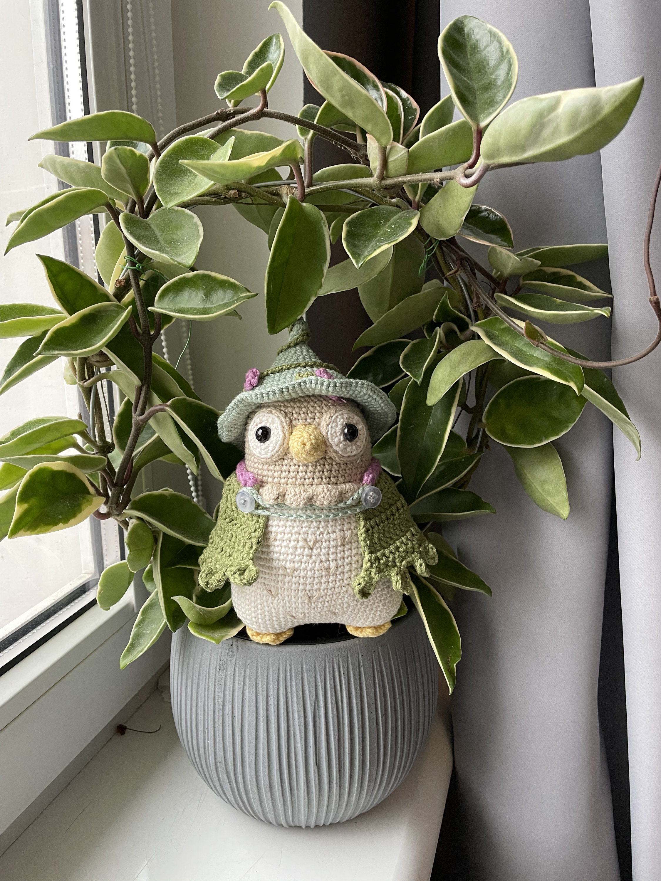 Witch Owl, PDF Crochet Amigurumi Pattern, Magic Forest Flower Spooky Fairy Plushie, Stuffed Animal Bird, Removable Accessories, Wizard, Easy