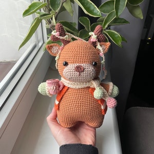 Winter Reindeer, PDF Crochet Amigurumi Pattern, Cute Chubby Deer Plushie, Ornament, Low Sew, Stuffed Animal Toy, Festive, Easy Gift Idea