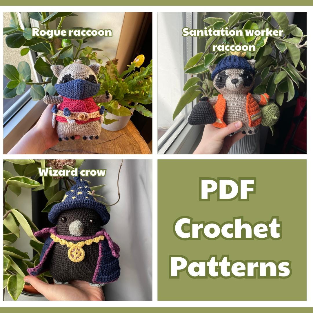 38 Racoon Crochet Patterns for Woodland Amigurumi, Hats, Appliques, and Cozy Handmade... 37 Rogue Raccoon Sanitation Worker Raccoon