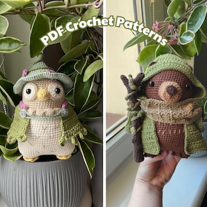 Orso Druido, Gufo Strega / Pacchetto PDF 2in1 con motivo Amigurumi all'uncinetto / Peluche fantasy con accessori rimovibili (intercambiabili)