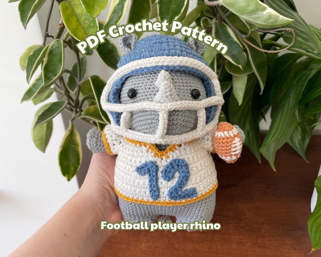 Football Player Rhino | PDF Crochet Amigurumi Pattern | Cute Plushie ...