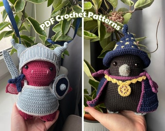 Dragon Knight, Wizard Crow | 2in1 PDF Crochet Amigurumi Pattern Bundle | Fantasy Plushie with Removable Outfit | Halloween Costume