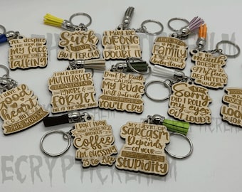 Sarcastic Keychain SVG Bundle | Funny Adult Humor Keychain | Laser Cut Files for Acrylic or Wood | Glowforge Digital Download