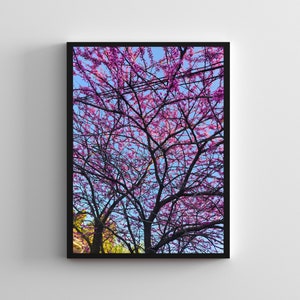 Trees, flowers, pink, floral Wall art, nature, digital print
