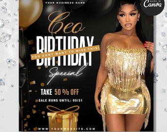 CEO Birthday Special Flyer, Birthday Sale Flyer, Birthday Flyer, Canva Template, Party Flyer, Club Flyer, CEO Birthday Sale Flyer, CEO Flyer