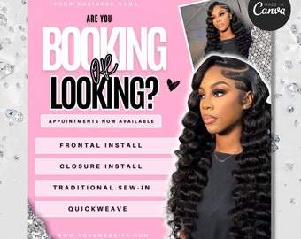 Booking Or Looking Flyer, Hair Deals Flyer, Hairstylist flyer, Monthly Booking Flyer, Book Now Appointments, Beauty, Lashes, Make up, Nails,