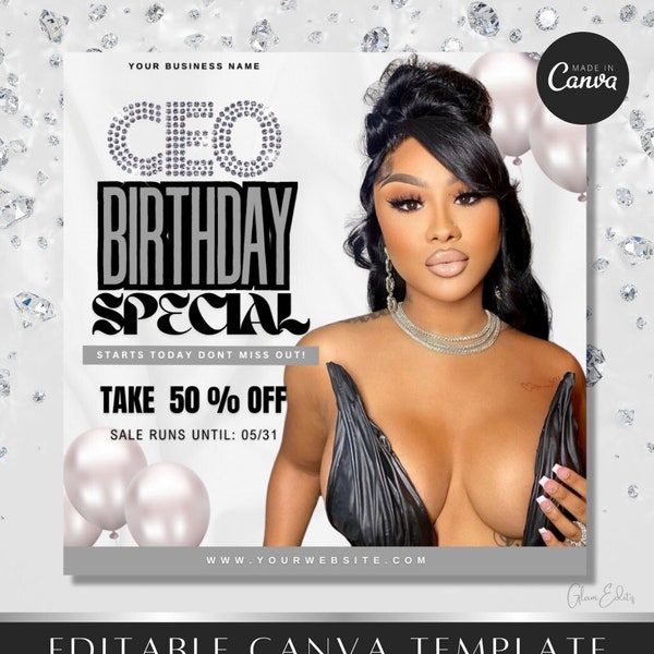 CEO Birthday Special Flyer, Birthday Sale Flyer, Birthday Flyer, Canva Template, Party Flyer, Club Flyer, CEO Birthday Sale Flyer, CEO Flyer