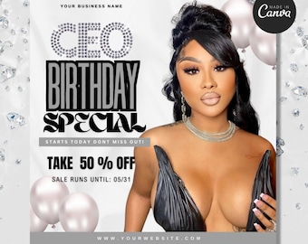 CEO Birthday Special Flyer, Birthday Sale Flyer, Birthday Flyer, Canva Template, Party Flyer, Club Flyer, CEO Birthday Sale Flyer, CEO Flyer