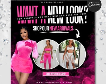 New Arrivals Flyer, Boutique Flyer, Hair Flyer, Canva Template, Book Now Appointments, Beauty, Lashes, Make up, Nails,