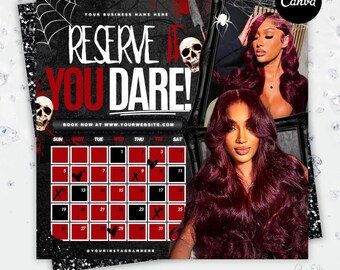 October Booking Flyer, Halloween Booking Flyer, Book Now Appointments, Canva Template, Beauty, Lashes, Make up, Nails, Hair