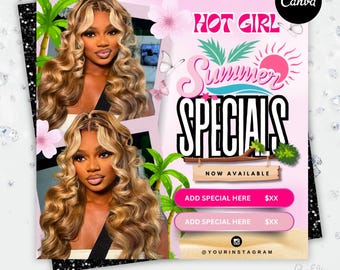 Summer Booking Flyer Template: Beauty Salon Specials (Canva, Digital Download)