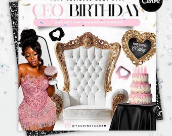CEO Birthday Special Flyer, Birthday Sale Flyer, Birthday Flyer, Canva Template, Party Flyer, Club Flyer, CEO Birthday Sale Flyer, CEO Flyer
