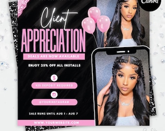 Client Appreciation Flyer: Beauty Salon Canva Template (Digital Download)