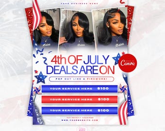 July Booking Flyer Template, Beauty Business, Canva Design (Digital Download)