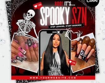 October Bookings Flyer, Halloween Bookings Flyer, Book Now Appointments, Canva Template, Beauty, Lashes, Make up, Nails, Hair