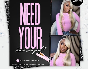 Hair Booking Flyer: Beauty Salon Canva Template (1080x1080px)