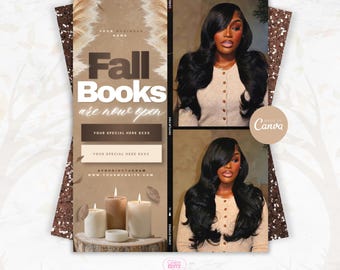 Fall Booking Flyer: Beauty Salon Canva Template (Digital Download)