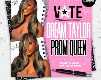 Vote Prom Queen Flyer, Homecoming Flyer, Prom Flyer, Canva Template, Campaign Flyer, Election Flyer, Voting Flyer, Editable Template