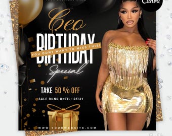 CEO Birthday Special Flyer, Birthday Sale Flyer, Birthday Flyer, Canva Template, Party Flyer, Club Flyer, CEO Birthday Sale Flyer, CEO Flyer