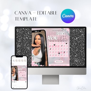 May Booking Flyer, Spring Booking Flyer, May Flyer, Canva Template, Book Now Appointments, Beauty, Lashes, Make up, Nails, image 2