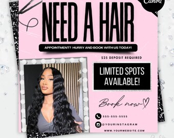 Hair Booking Flyer: Beauty Salon Template (Canva)