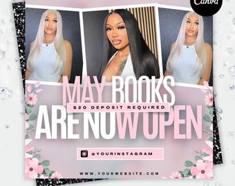 Mai-Buchungsflyer, Frühlings-Buchungsflyer, Mai-Flyer, Canva-Vorlage, Jetzt Buchen Termine, Schönheit, Wimpern, Make up, Nägel,