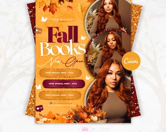 Fall Booking Flyer: Beauty Salon Canva Template (Digital Download)