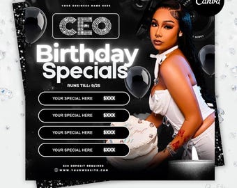 CEO Birthday Special Flyer, Birthday Sale Flyer, Birthday Flyer, Canva Template, Party Flyer, Club Flyer, CEO Birthday Sale Flyer, CEO Flyer